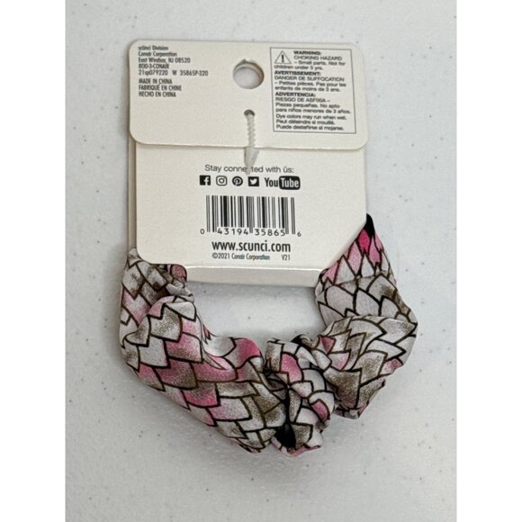 Scunci Hair Scrunchie Preppy Cottagecore Paisley Boho Pony Tail Holder Pink - Picture 3 of 3